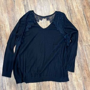 Black Maurices Sweater with lace back - Size 3